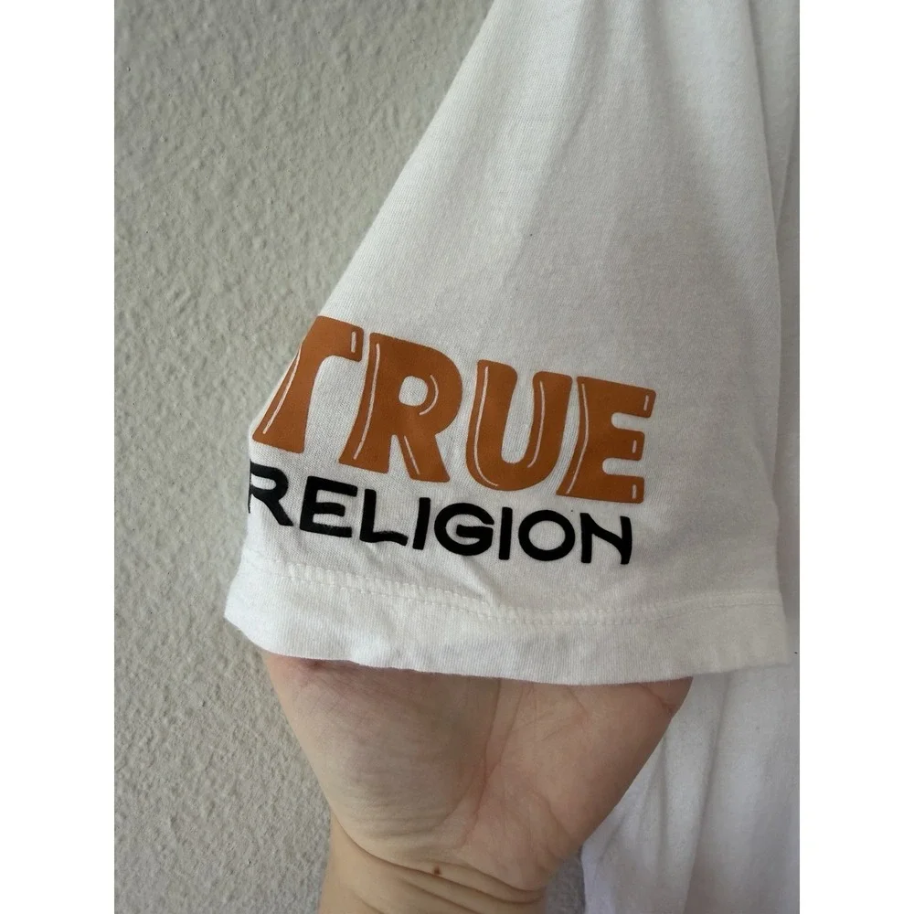 True Religion Men‎ Short Sleeve Shirt Buddha Size Medium White Light Weight